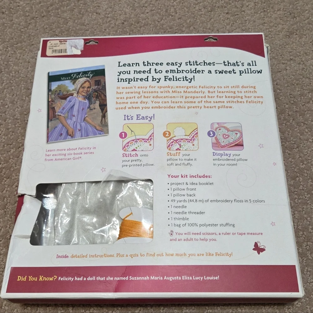 American Girl‎ Heart Pillow Craft Kit Pink and Orange Valentines 2012 Edition